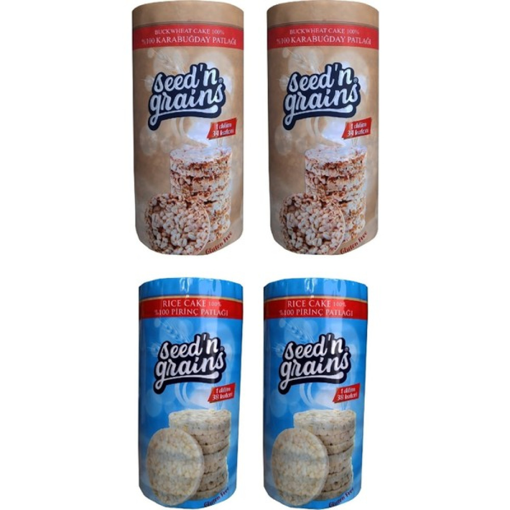 Seed'n Grains Şekersiz 2+2 Atıştırmalık Set Pirinç ve Karabuğday Patlağı 4 Adet - 400 gr Diğer Fiyatı