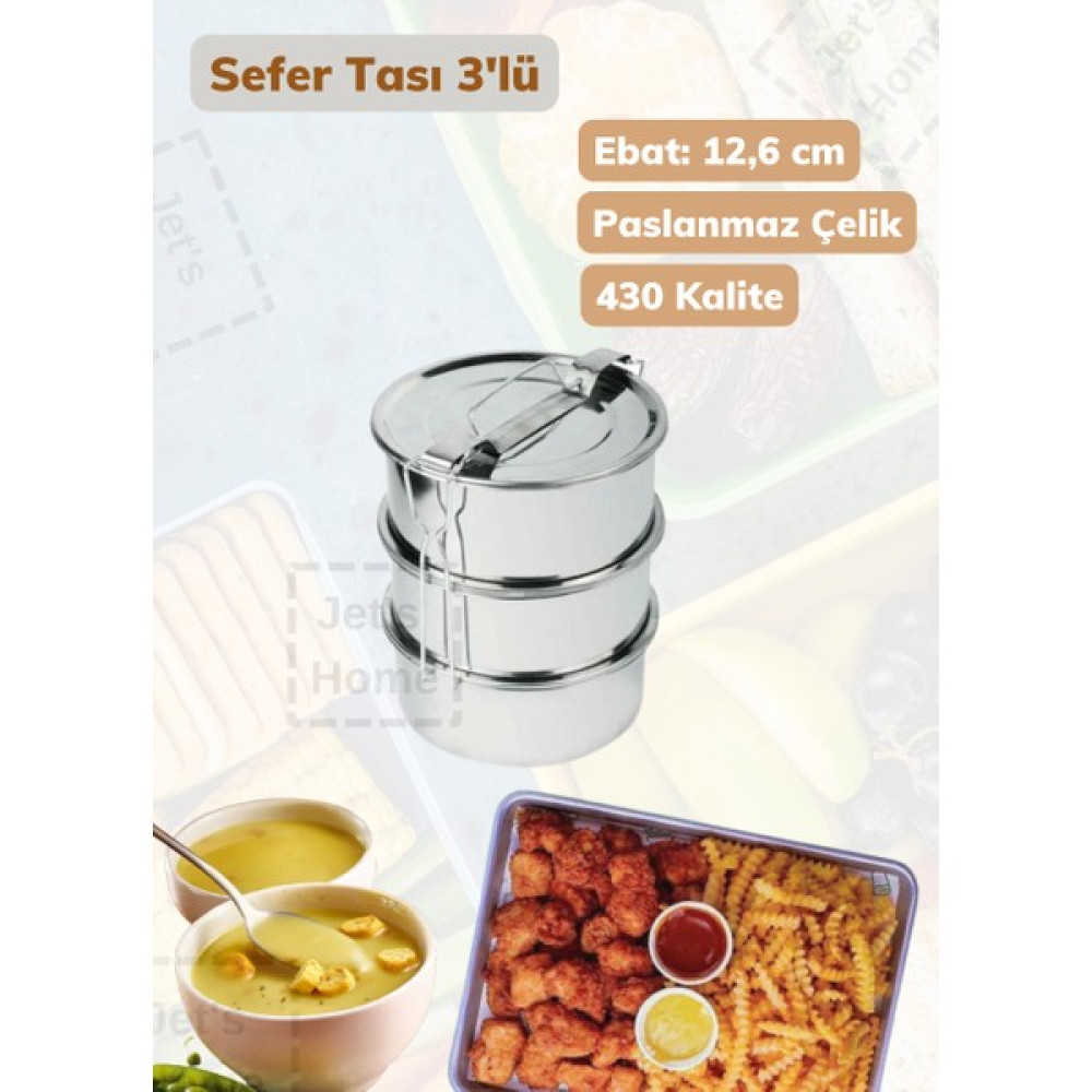 Sefer Tası 3’lü Yemek Taşıma Kabı Paslanmaz Çelik No 1 / 12*6 cm / 0,65 Lt. Saklama Kapları Fiyatı