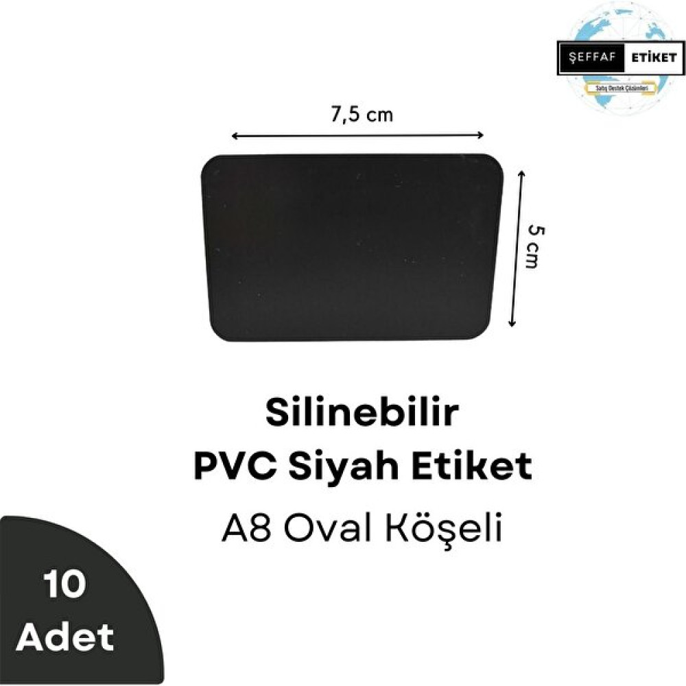 Şeffaf Etiket 10 Adet Kara Tahta Etiket Kolay Yazılabilir Silinebilir 10'lu A8 Pvc Siyah Etiket Seti Dekoratif Vitrin Etiket - Oval Köşe Etiket Fiyatı