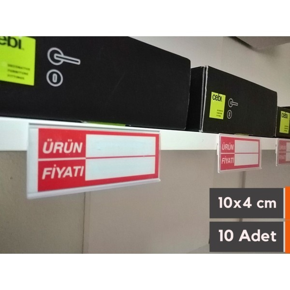 Şeffaf Etiket 10 Adet Raf Önü Için Yapışkanlı Beyaz Etiketlik 10X4 cm Pvc Koruma Cepli Profil 10X4 cm Etiketlik - Kırmızı Etiketli Sarf Tüketim Malzemeleri Fiyatı
