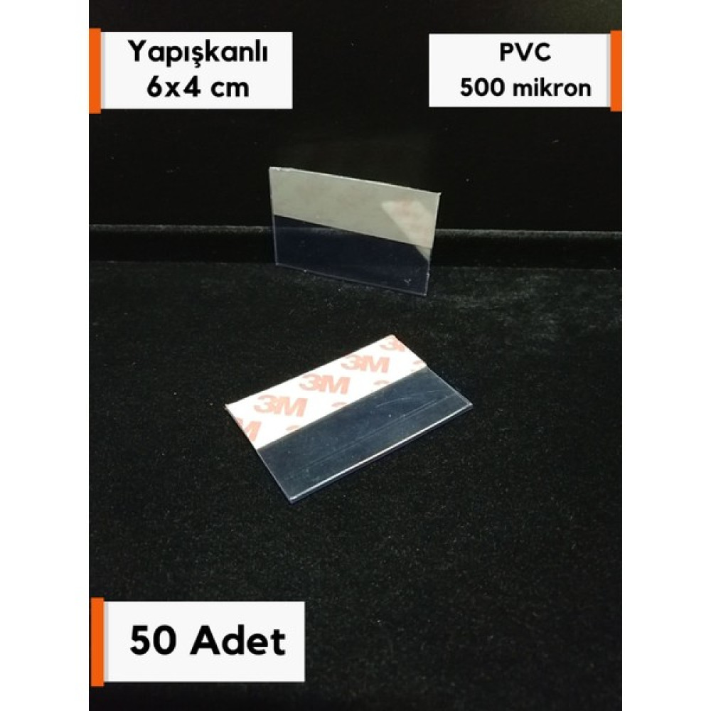 Şeffaf Etiket 50 Adet Pvc Etiketlik 6 x 4 cm Yapışkanlı Şeffaf Etiketlik Raf Vitrin Ürün Etiketlik Cep Plastik Kart Malzemeleri Fiyatı