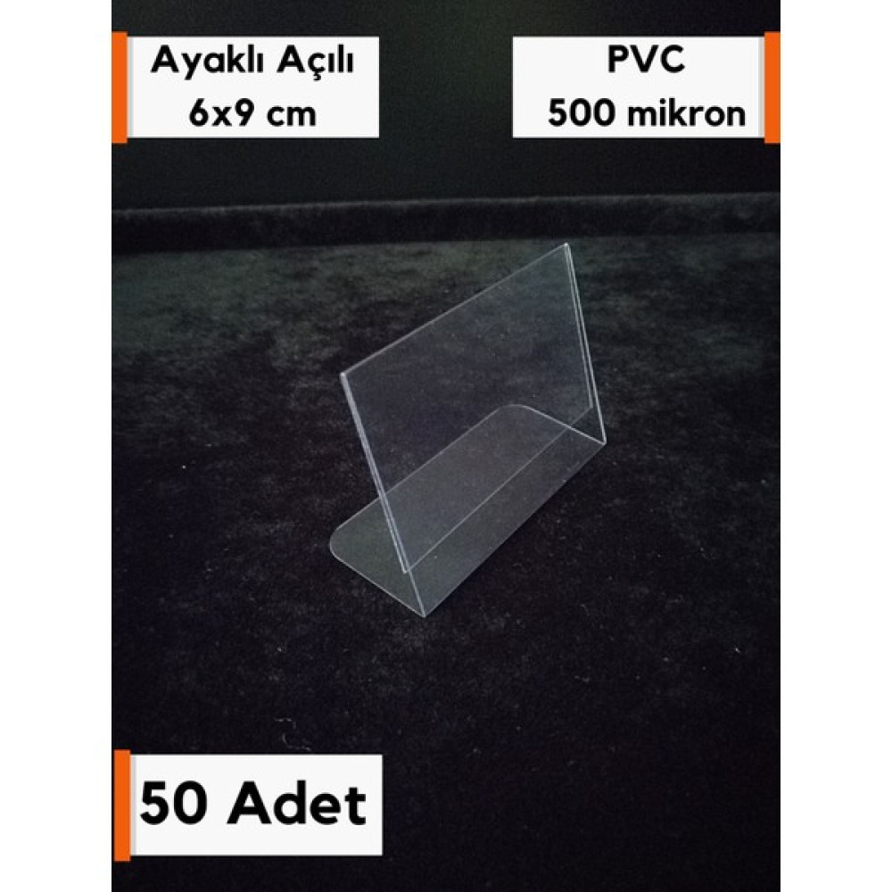 Şeffaf Etiket 50 Adet Pvc Şeffaf Etiketlik 6x9 cm Ayaklı Açılı Pvc Etiketlik, Etiket Cebi Ürün Etiketliği Isimlik Plastik Kart Malzemeleri Fiyatı