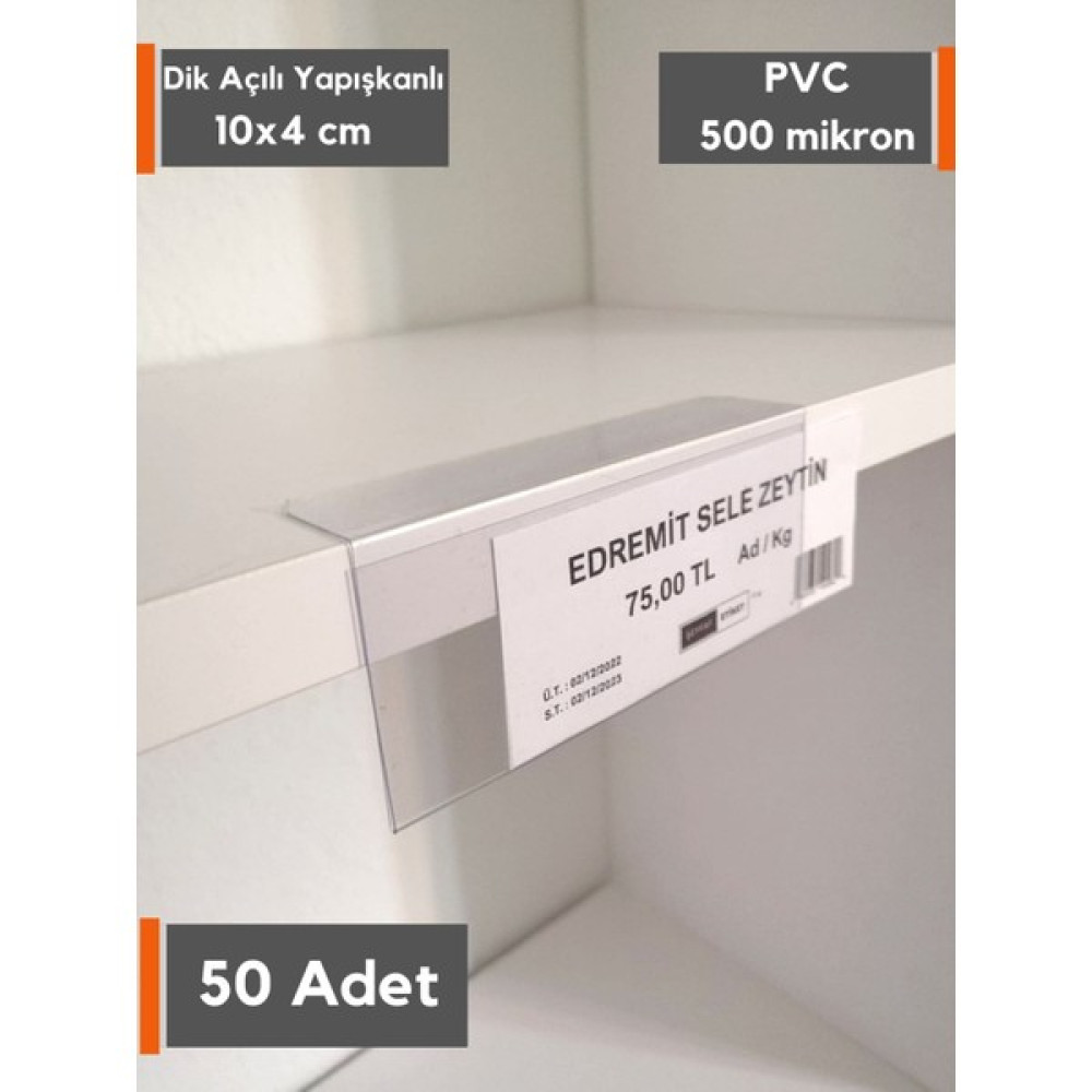 Şeffaf Etiket 50 adet Yapışkanlı Pvc Etiketlik Dik Açılı Raf Önleri Etiketliği Vitrin Etiket Cebi 10x4 cm Şeffaf Etiket Cebi Raf Etiketliği Yapışk... Plastik Kart Malzemeleri Fiyatı