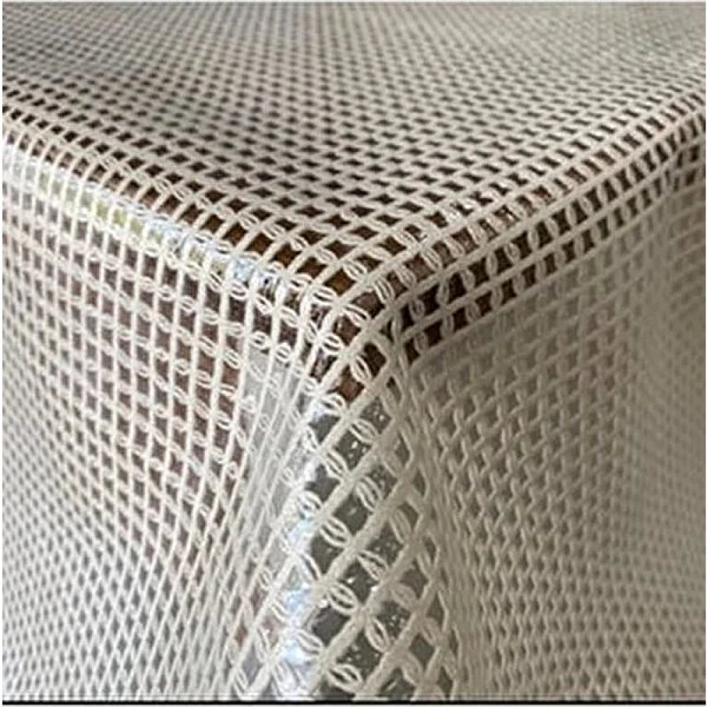 Şeffaf Kaplamalı Pvc Örgü Hasır Desenli Muşamba Lüks Masa Örtüsü Krem - 140 x 200 cm Masa Örtüsü Fiyatı