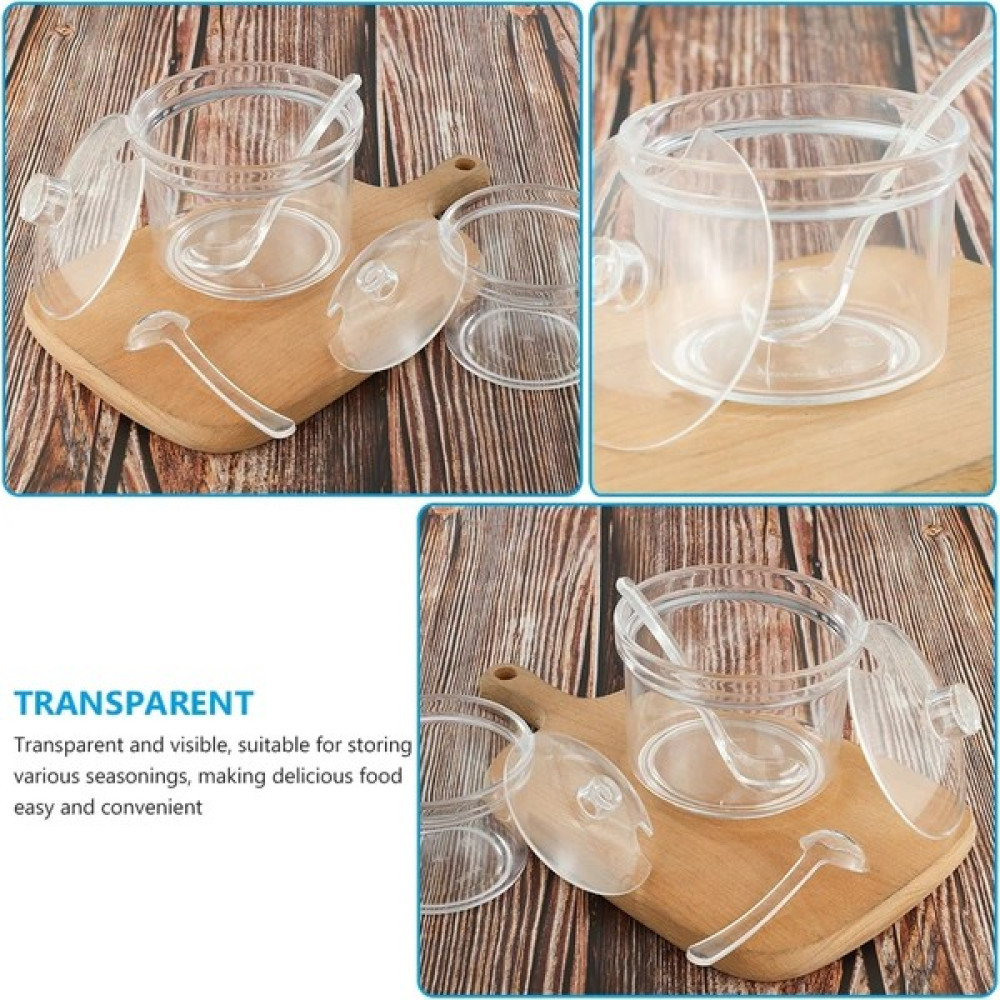 Şeffaf Renk 2 Takım Plastik Çeşni Kapları Konteynerler Kapakları Şeker Tuzluk Tuzluk Kapağı Kaşık Kutusu Cam Konteyner Kapağı (Yurt Dışından) - 1 lt Baharat Setleri & Baharatlıklar Fiyatı