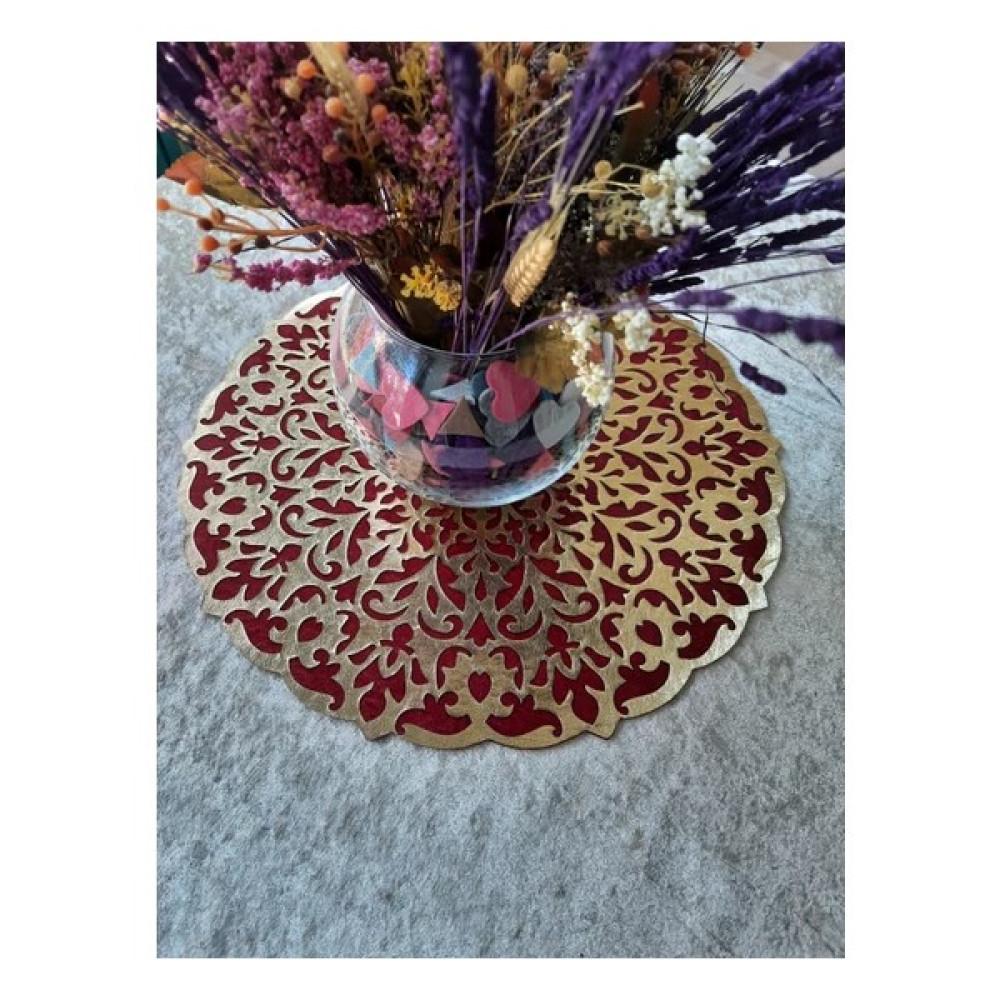 Sehara Orta Sehpa Runneri/masa Örtüsü/ Kadife/s.deri Işlemeli/bordo GÜMÜŞ/46CM - Gümüş - 46 x 46 cm Amerikan Servis Fiyatı