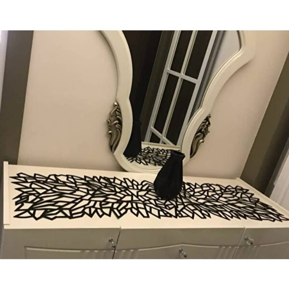 Sehara Runner - Masa Örtüsü - Sehpa Örtüsü - Suni Deri - 4 Parça Kahve Sunumluğu - Siyah - 32 x 100 cm Amerikan Servis Fiyatı
