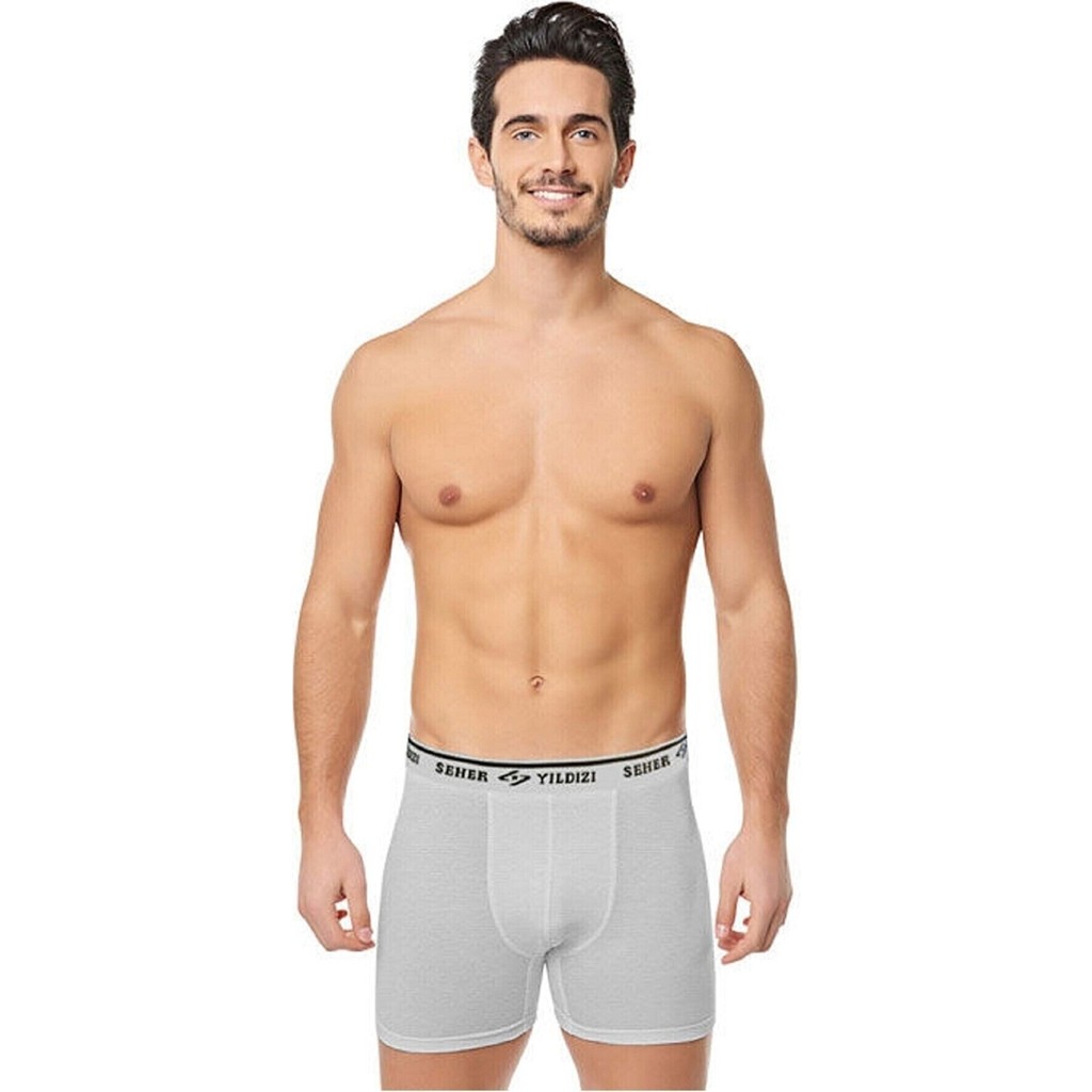 Seher Yıldız 6'lı Paket Erkek Likralı Elastan Boxer Külot Gri Erkek Boxer Fiyatı