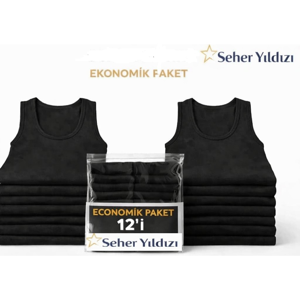 Seher Yıldızı 12'li Paket Seher Yıldızı %100 Pamuk Klasik Penye Erkek Atlet Abani Classic Erkek Atlet / Fanila Fiyatı
