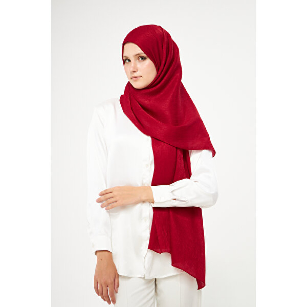 Şehr-i Şal Sakafashion Jakarlı Ağaç Kabuğu Desenli Şal - Kırmızı Şal / Fular & Eşarp Fiyatı