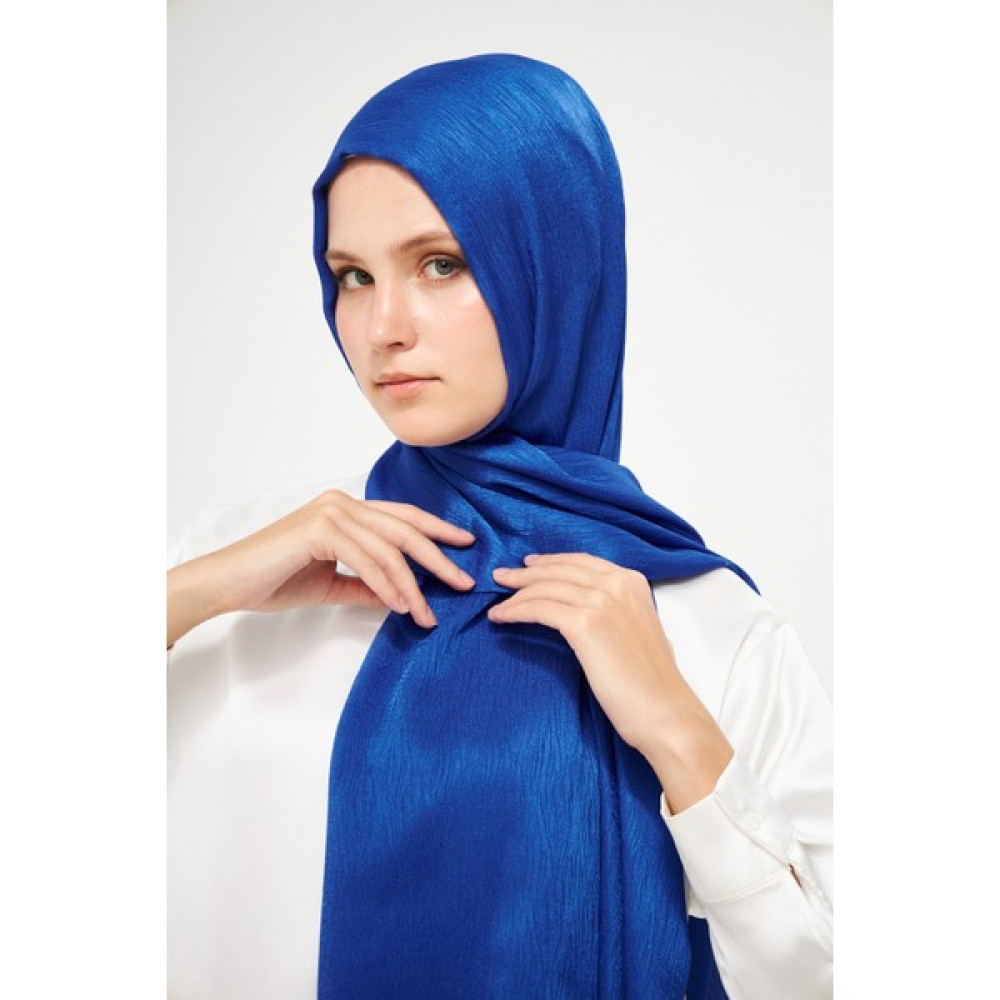 Şehr-i Şal Sakafashion Jakarlı Ağaç Kabuğu Desenli Şal - Koyu Mavi Şal / Fular & Eşarp Fiyatı