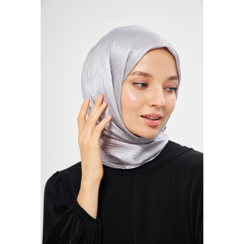 Şehr-i Şal Sakafashion Jakarlı V Desenli Şal - Gümüş Gri Şal / Fular & Eşarp Fiyatı