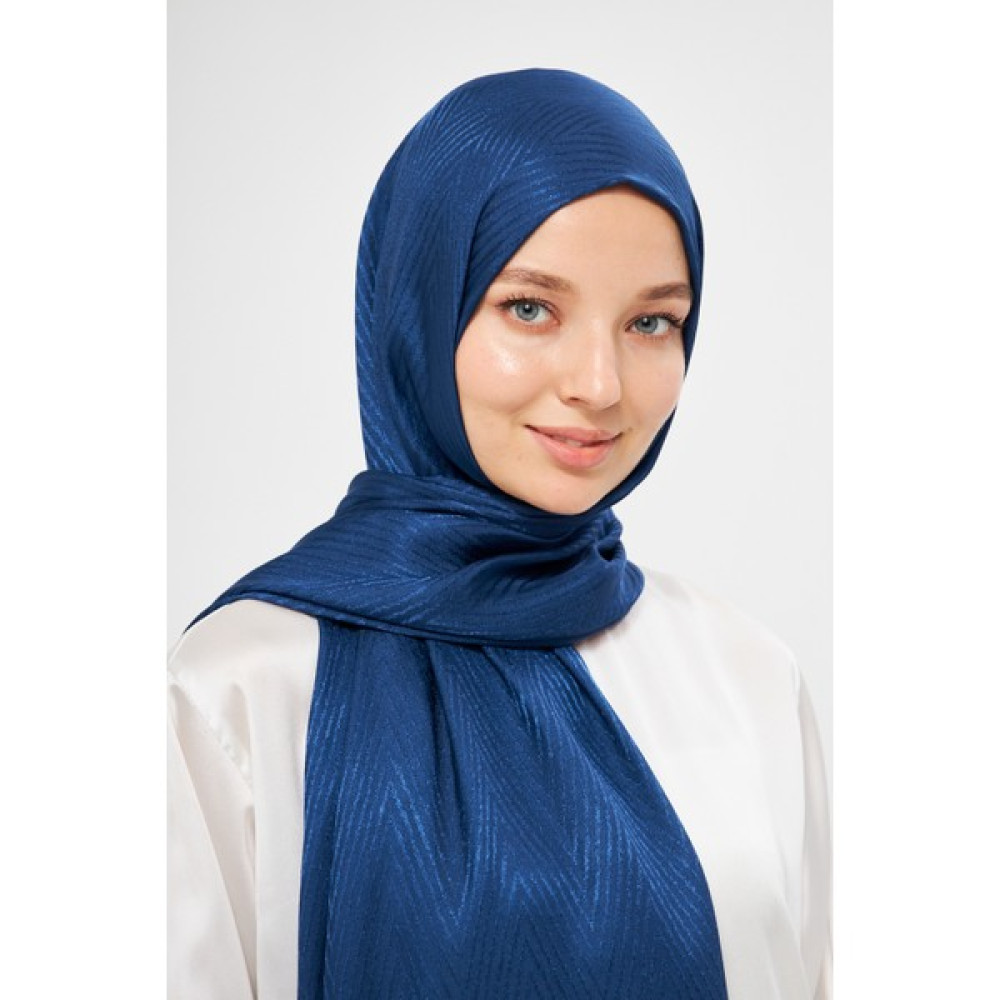 Şehr-i Şal Sakafashion Jakarlı V Desenli Şal - Lacivert Şal / Fular & Eşarp Fiyatı