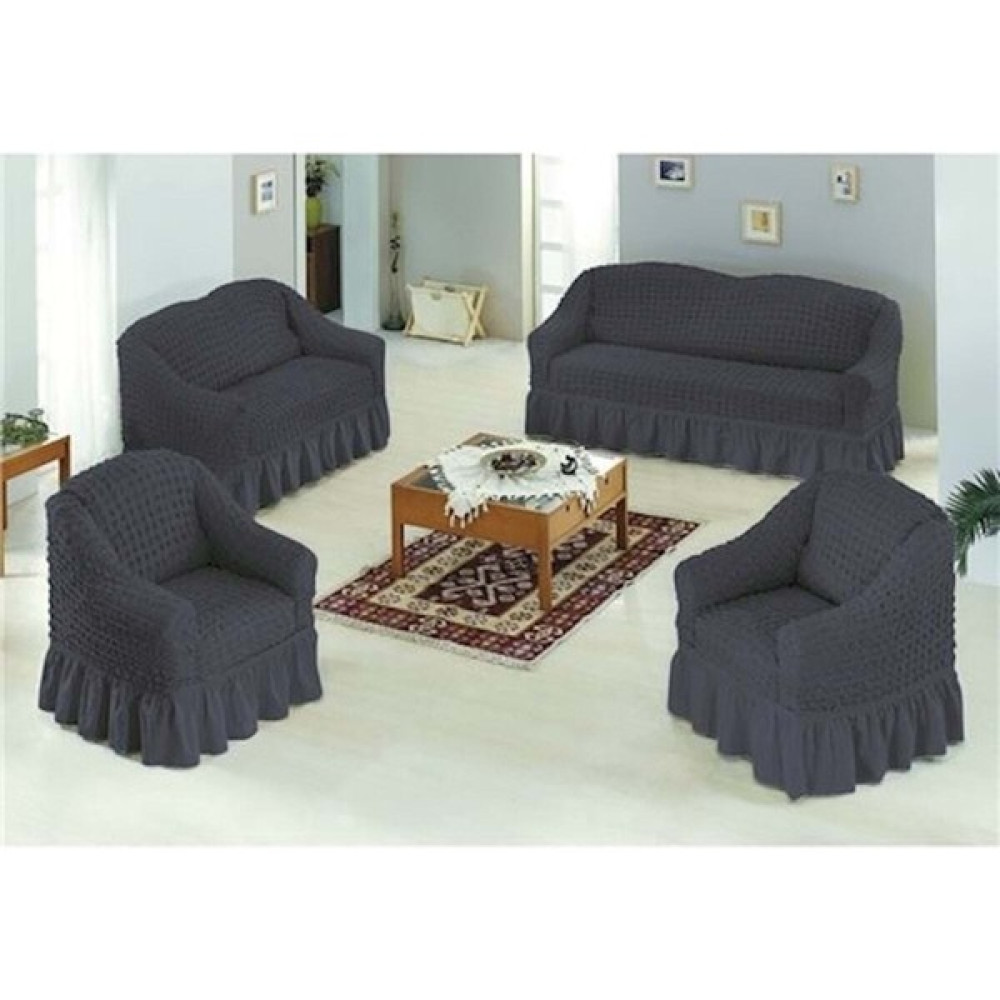 Sehra Bürümcük Koltuk Kanepe Örtüsü Takımı Lastikli Etekli 3+2+1+1 Koltuk Örtüsü - Antrasit - 180 x 230 cm Koltuk & Kanepe Örtüsü Fiyatı