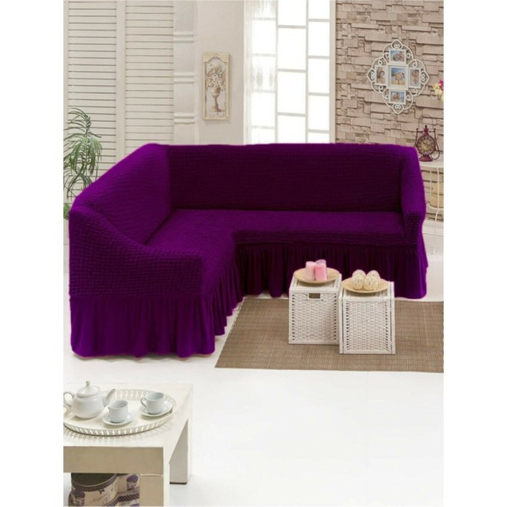 Sehra Bürümcük Koltuk Kanepe Örtüsü Takımı Lastikli Etekli 3+3+1+1 Koltuk Örtüsü - 180 x 230 cm - Mor Koltuk & Kanepe Örtüsü Fiyatı