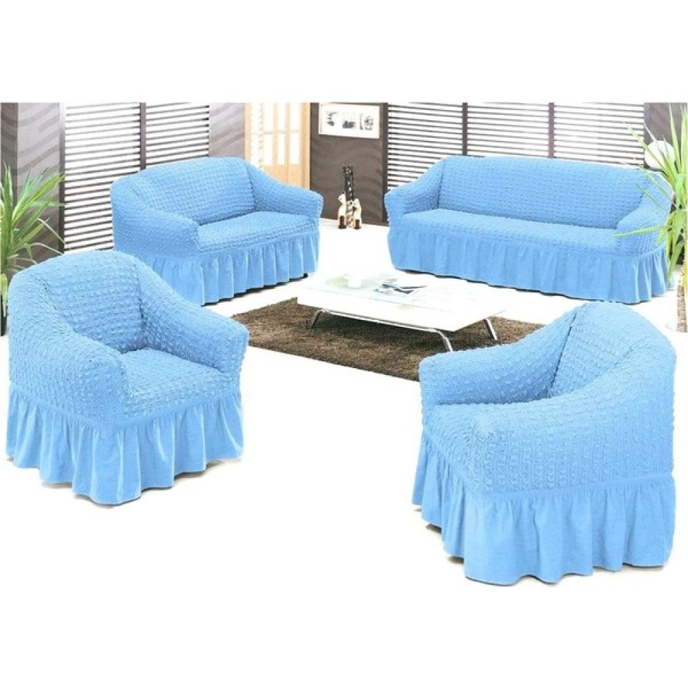 Sehra Bürümcük Koltuk Kanepe Örtüsü Takımı Lastikli Etekli 3+3+1+1 Koltuk Örtüsü - 180 x 230 cm - Turkuaz Koltuk & Kanepe Örtüsü Fiyatı
