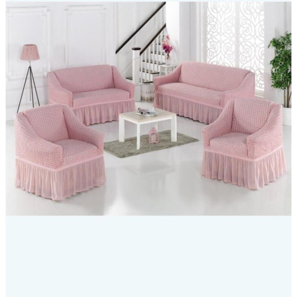Sehra Bürümcük Koltuk Kanepe Örtüsü Takımı Lastikli Etekli 3+3+1+1 Koltuk Örtüsü - Pudra - 180 x 230 cm Koltuk & Kanepe Örtüsü Fiyatı