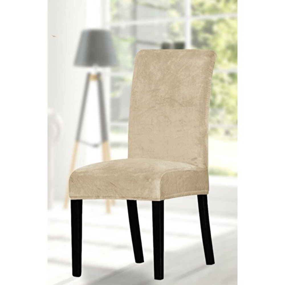 Sehra Sandalye Örtüsü Sandalye Kılıfı 6lı Kadife Kaliteli Yıkınabilen Lastikli Kadife Sandalye Örtüsü - 35 x 48 cm - Bej Koltuk & Kanepe Örtüsü Fiyatı
