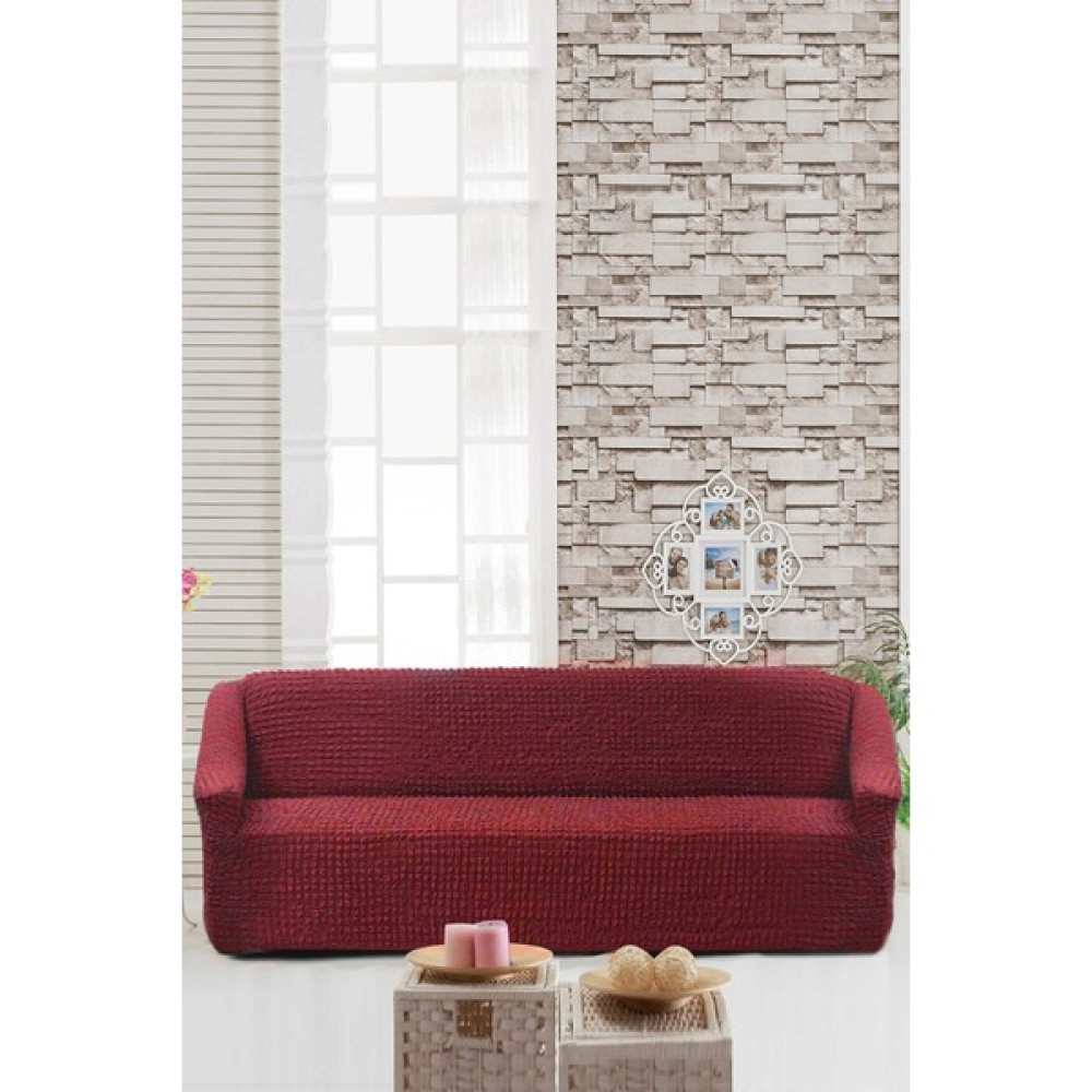 Sehra Streç Lastikli Esnek Pamuklu Yıkanabilir Bürümcük 3* Kişilik Koltuk Örtüsü Koltuk Kılıfı Çekyat Örtüsü Standart(Tek) - 180 x 230 cm - Bordo Koltuk & Kanepe Örtüsü Fiyatı