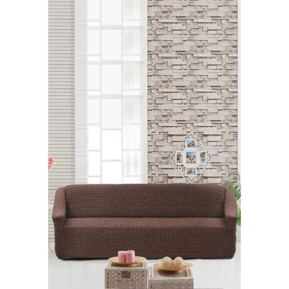 Sehra Streç Lastikli Esnek Pamuklu Yıkanabilir Bürümcük 3* Kişilik Koltuk Örtüsü Koltuk Kılıfı Çekyat Örtüsü Standart(Tek) - 180 x 230 cm - Koyu Kahve Koltuk & Kanepe Örtüsü Fiyatı