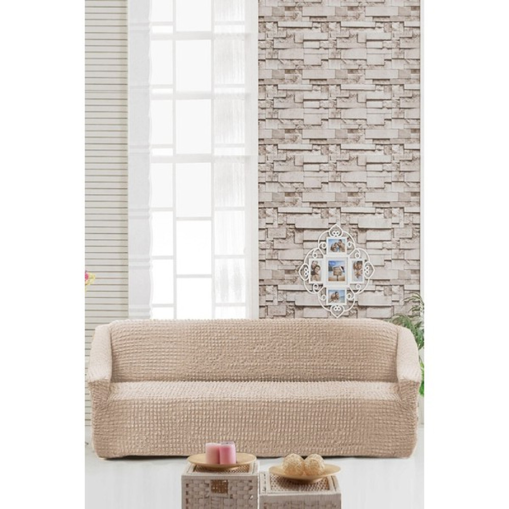 Sehra Streç Lastikli Esnek Pamuklu Yıkanabilir Bürümcük 3* Kişilik Koltuk Örtüsü Koltuk Kılıfı Çekyat Örtüsü Standart(Tek) - 180 x 230 cm - Kum Koltuk & Kanepe Örtüsü Fiyatı