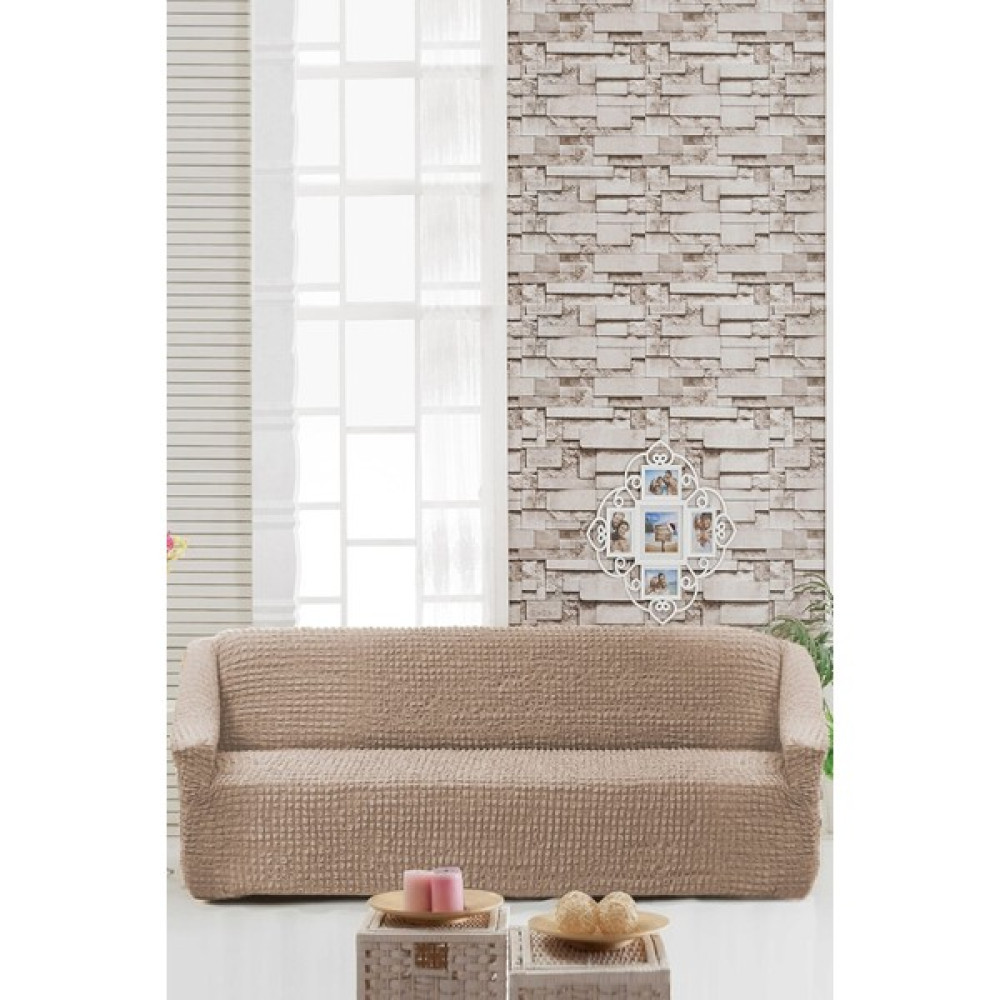 Sehra Streç Lastikli Esnek Pamuklu Yıkanabilir Bürümcük 3* Kişilik Koltuk Örtüsü Koltuk Kılıfı Çekyat Örtüsü Standart(Tek) - 180 x 230 cm - Taş Koltuk & Kanepe Örtüsü Fiyatı