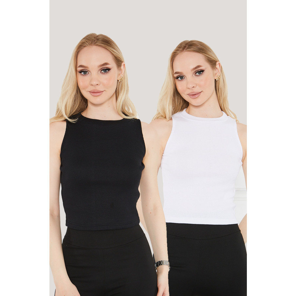 Seise Tekstil Kadın Halter Yaka Fitilli 2li Paket Crop Bluz L Beden Bluz Fiyatı