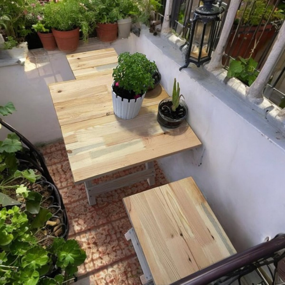 Şeker Marangoz Ahşap Katlanır Masa Takım Balkon Piknik Kamp Bahçe Masası Fiyatı