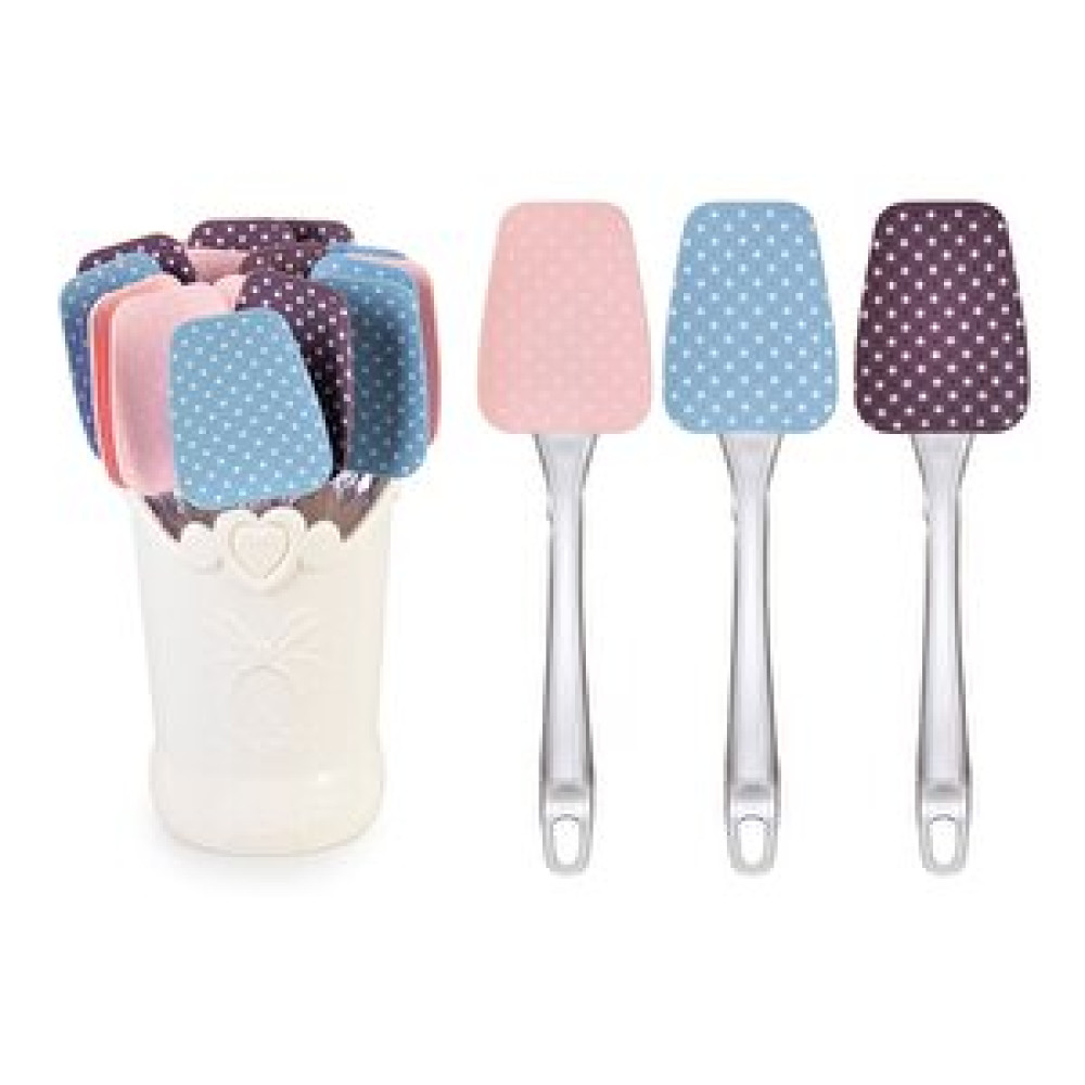 Şeker Portakalım Şeffaf Saplı Puantiyeli Silikon Spatula Çatal / Kaşık / Bıçak Takımları Fiyatı