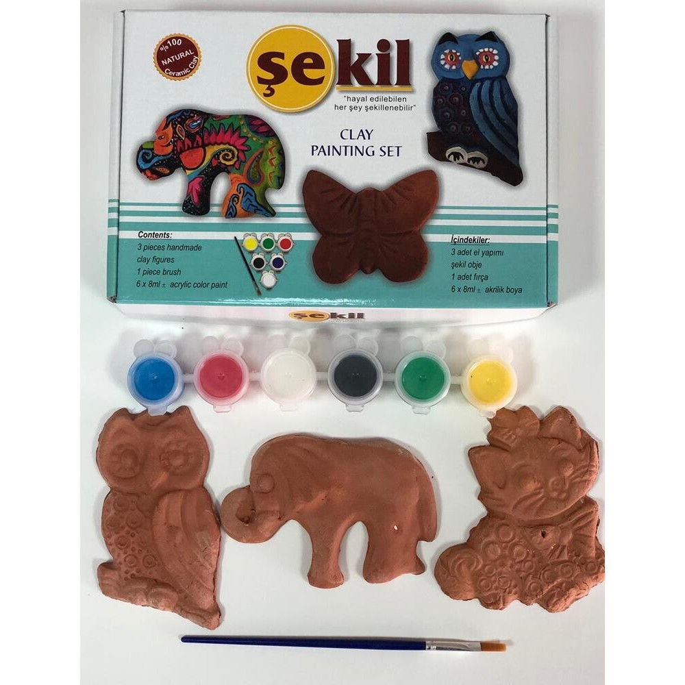 ŞEKİL KİL BOYAMA SETİ 3 LÜ(SKL3ST) Suluk Fiyatı