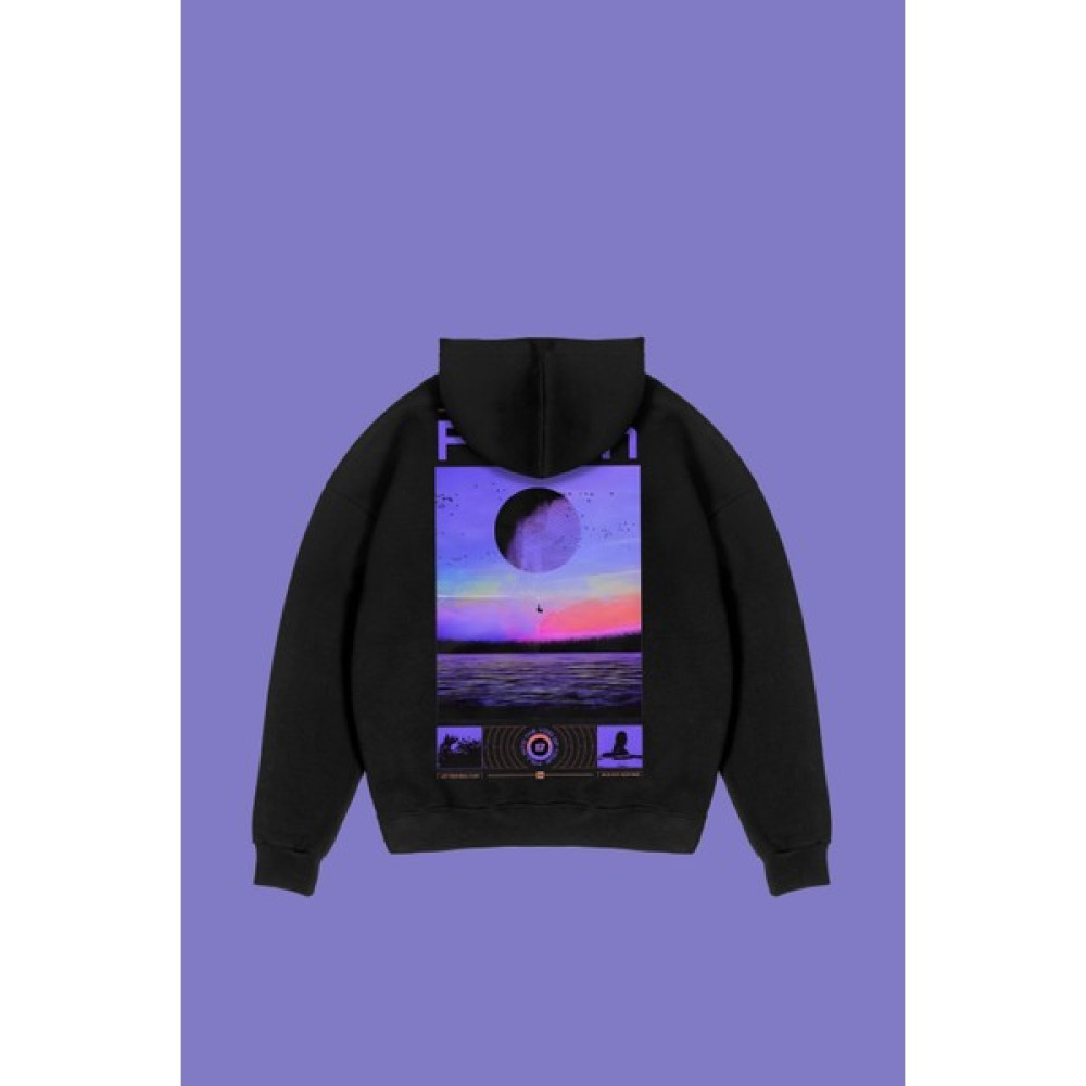 Sekizbiraltı Fallen Baskılı Oversize Siyah Hoodie Erkek Sweatshirt Fiyatı