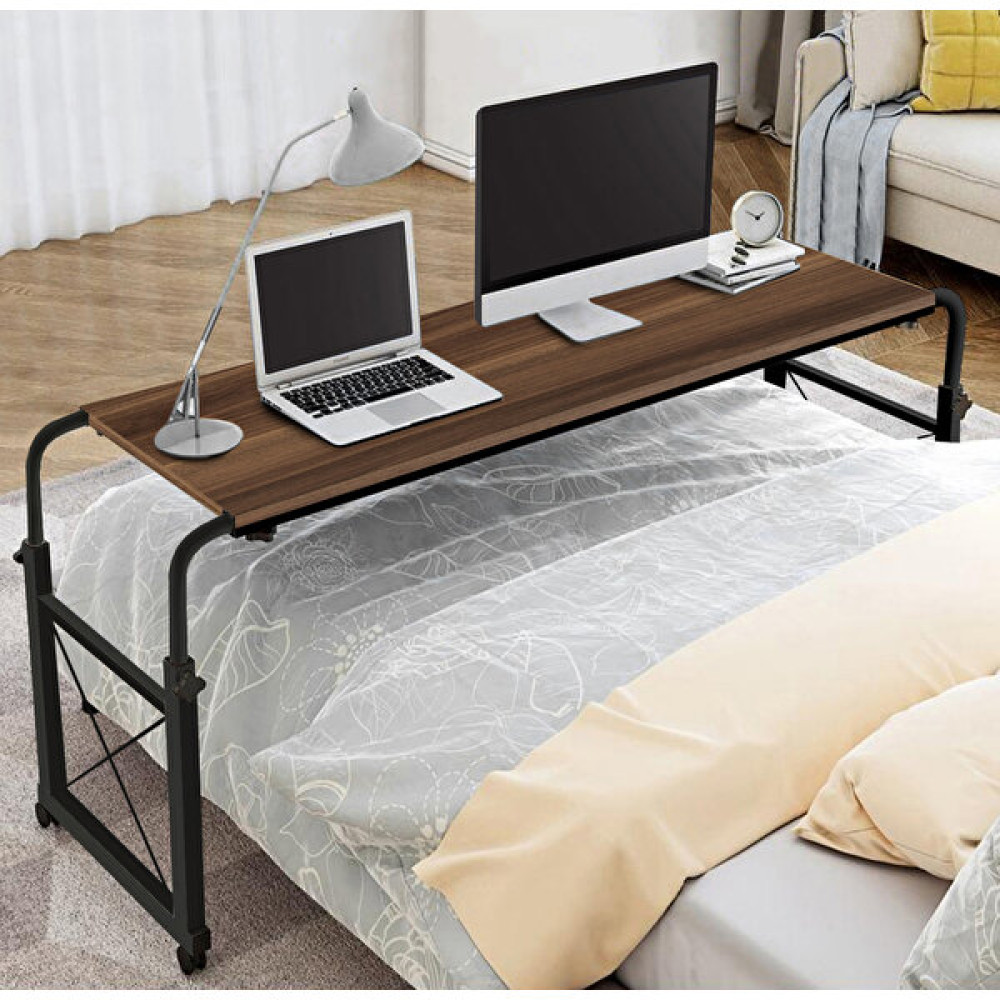 Sekizinci Cadde Genişlik ve Yükseklik Ayarlı Çift Kişilik Yatak Çalışma Masası - Ceviz (Tekerli) - 140 x 40 cm Çalışma Masası Fiyatı