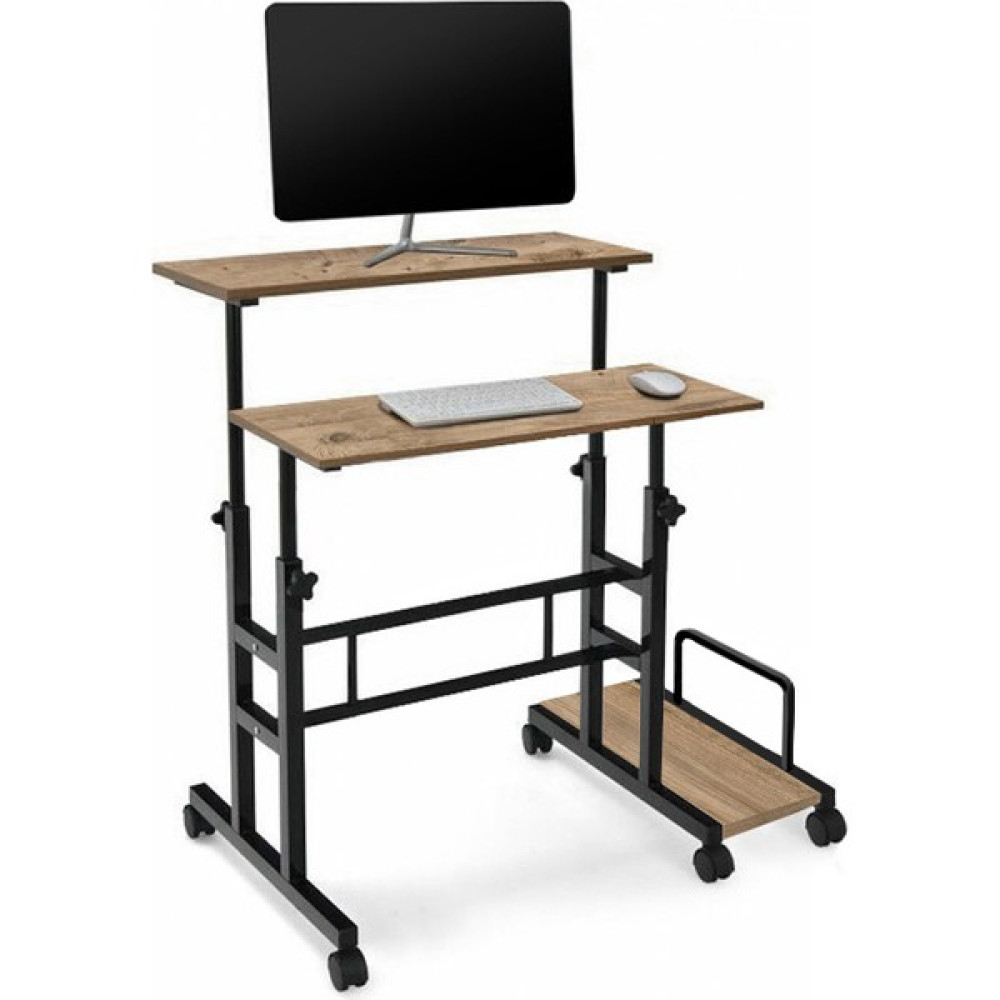 Sekizinci Cadde Yükseklik Ayarlı Bilgisayar/laptop ve Çalışma Masası - Ceviz 80X60 (Tekerli ve Kasalıklı) - Açık Ceviz Çalışma Masası Fiyatı