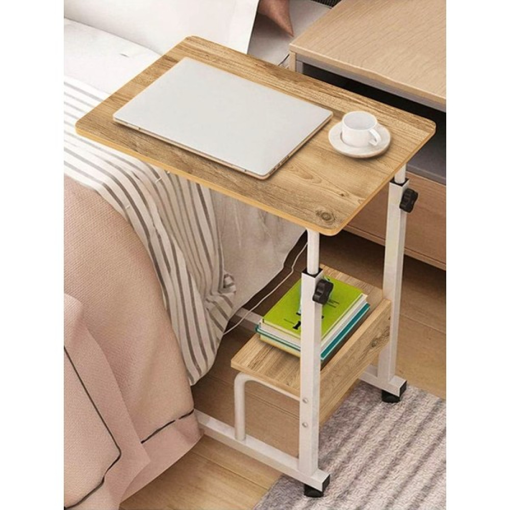 Sekizinci Cadde Yükseklik Ayarlı ve Raflı Laptop ve Servis Sehpası - Atlantik Çam Beyaz (Tekerli) 60X40 - 60 x 40 cm Sehpa Fiyatı