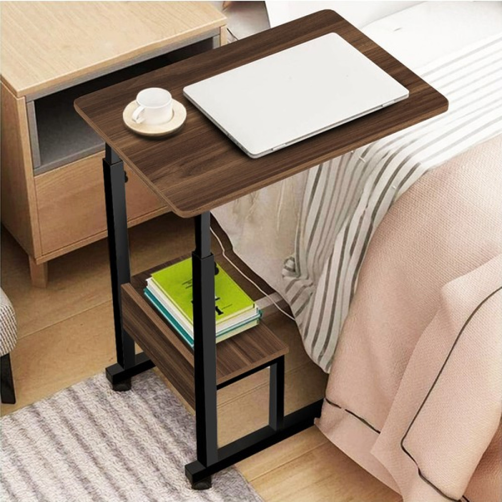 Sekizinci Cadde Yükseklik Ayarlı ve Raflı Laptop ve Servis Sehpası - Ceviz (Tekerli) 60x40 - 60 x 40 cm Sehpa Fiyatı