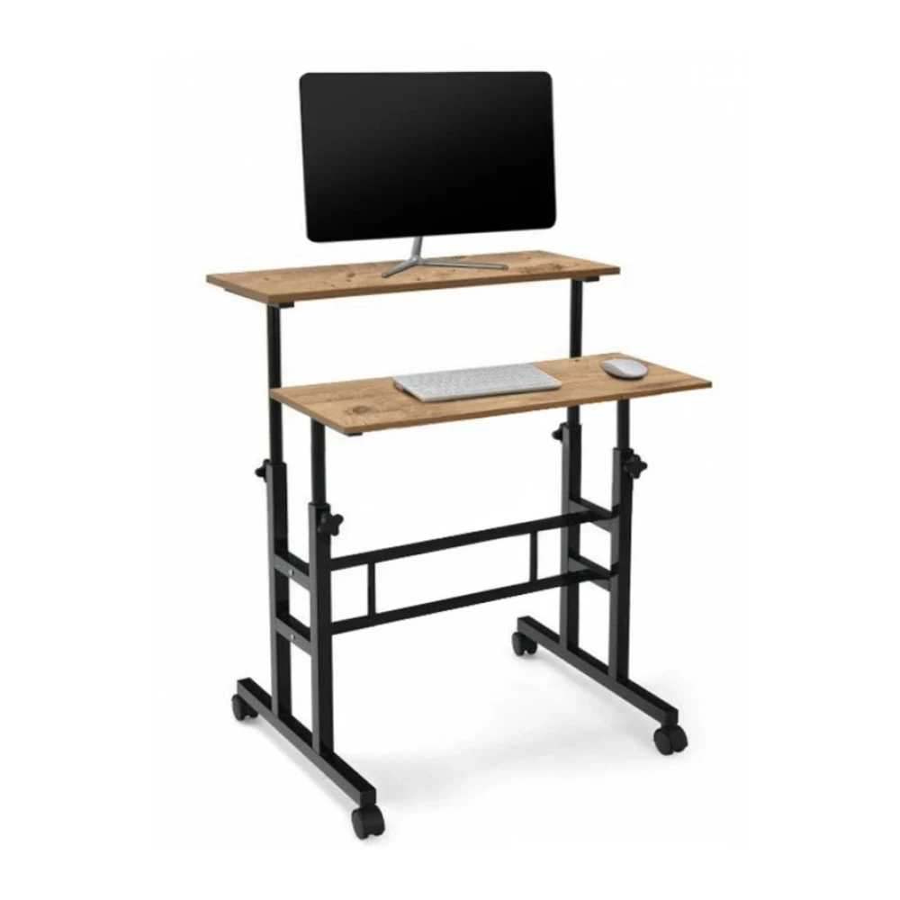 Sekizincicaddedizayn Yukseklik Ayarli Bilgisayar/Laptop Ve Calisma Masasi - Cam 80X60 (Tekerli) Oval Kenar Çalışma Masası Fiyatı