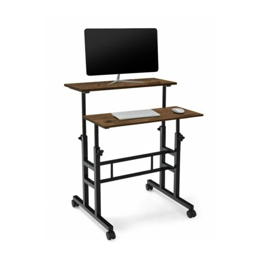 Sekizincicaddedizayn Yukseklik Ayarli Bilgisayar/Laptop Ve Calisma Masasi - Ceviz 70X60 (Tekerli) Oval Kenar Çalışma Masası Fiyatı