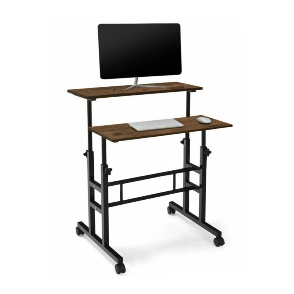 Sekizincicaddedizayn Yukseklik Ayarli Bilgisayar/Laptop Ve Calisma Masasi - Ceviz 80X60 (Tekerli) Oval Kenar Çalışma Masası Fiyatı