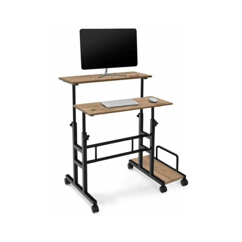 Sekizincicaddedizayn Yukseklik Ayarli Bilgisayar/Laptop Ve Calisma Masasi - Ceviz 80X60 (Tekerli Ve Kasalikli) Çalışma Masası Fiyatı