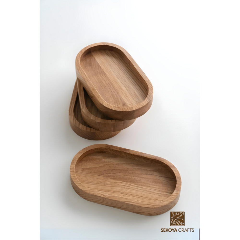 Sekoya Crafts 4 Lü Ahşap Tepsi Çay Tepsisi Kahve Tepsisi Sunum Tepsisi Sunumluk Tepsiler / Fırın Kapları Fiyatı