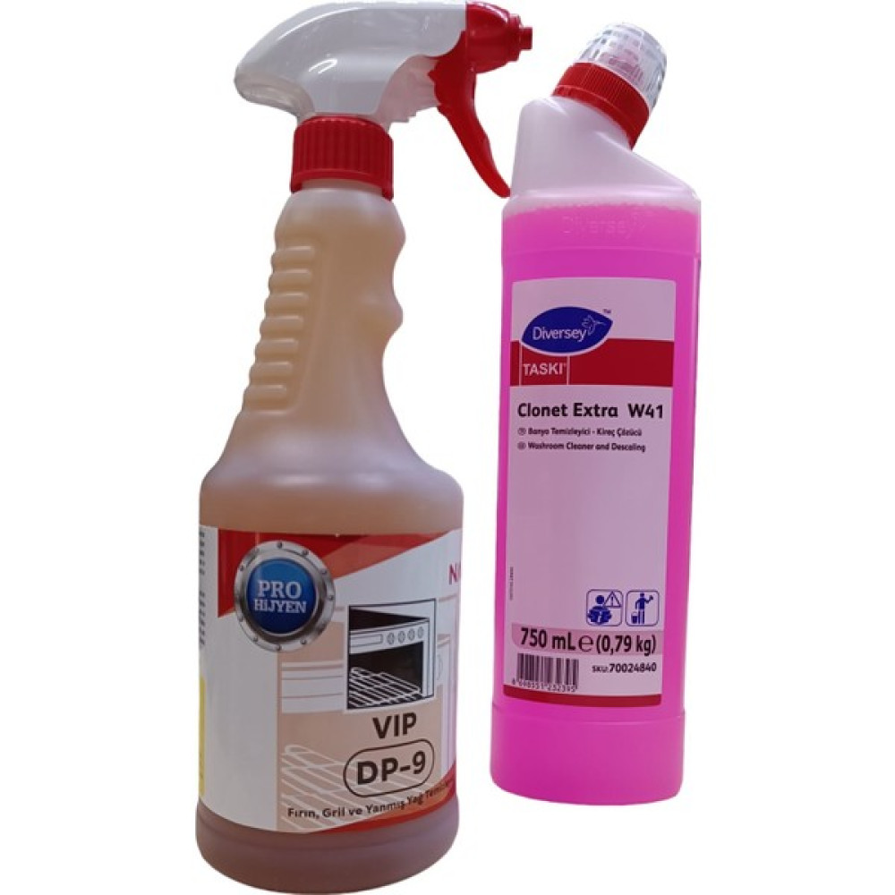Sektör Kimya Pro Hijyen Nano Vıp Dp-9 Fırın, Grill, Ağır Yağ Temizleyici,yağçöz + Diversey Clonet W41 750 ml Temizlik Malzemeleri Fiyatı