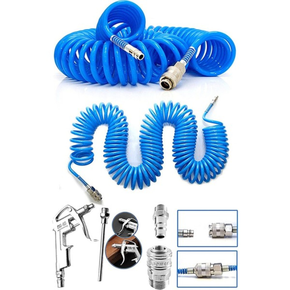 Sel Yüksek Kompresör Spiral Hava Hortumu 8 mm 15 mt Hava Jakı Hava Tabancası Recor Seti - 8 mm x 15 mt Elektrikli El Aletleri Fiyatı