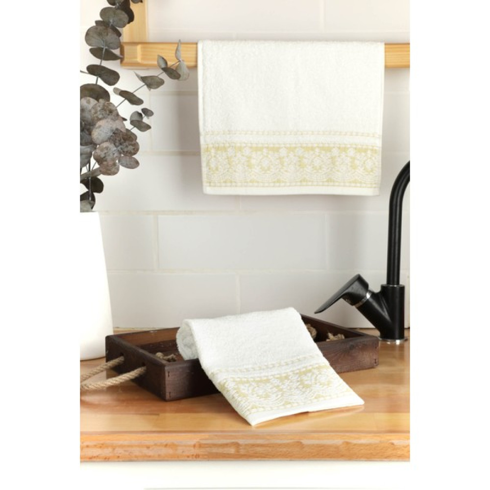 Şelale Jakarlı 2li Mutfak Havlusu 30X50 - Ekru - Sarı - 30 x 50 cm El / Yüz Havlusu Fiyatı