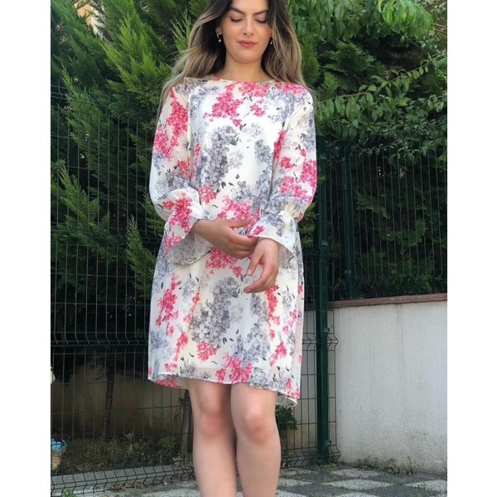 Selbi Butik Kadın Elbise Çiçek Desenli Içi Şifon Astarlı Tül Midi Boy Elbise Elbise Fiyatı