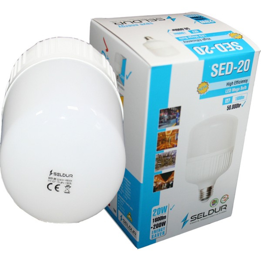 Seldur 20W Büyük Boy Torch LED Ampul E27 Duy - Beyaz - 10 - 20 W Led Aydınlatmalar Fiyatı