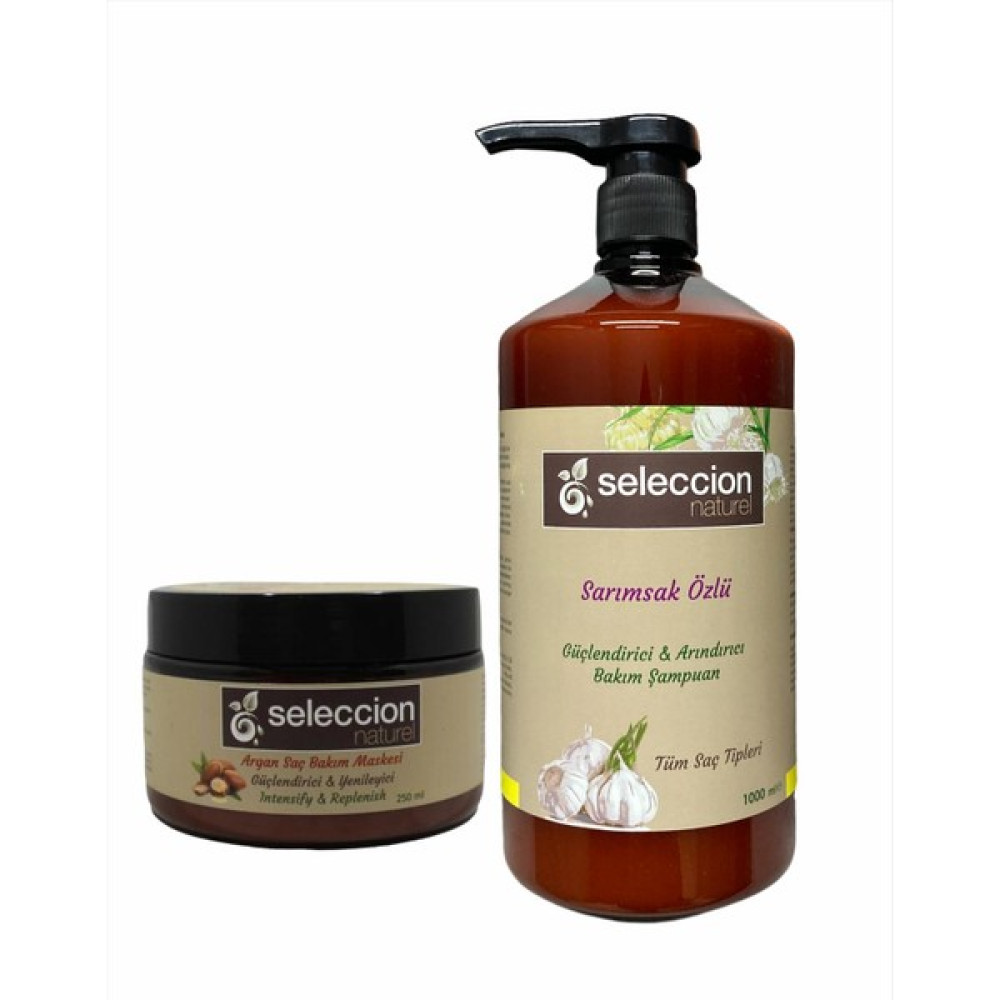Seleccion Sarımsak Özlü Şampuan 1000 ml + Argan Yağo Özlü Saç Maskesi 250 ml Şampuan ve Saç Kremi Fiyatı