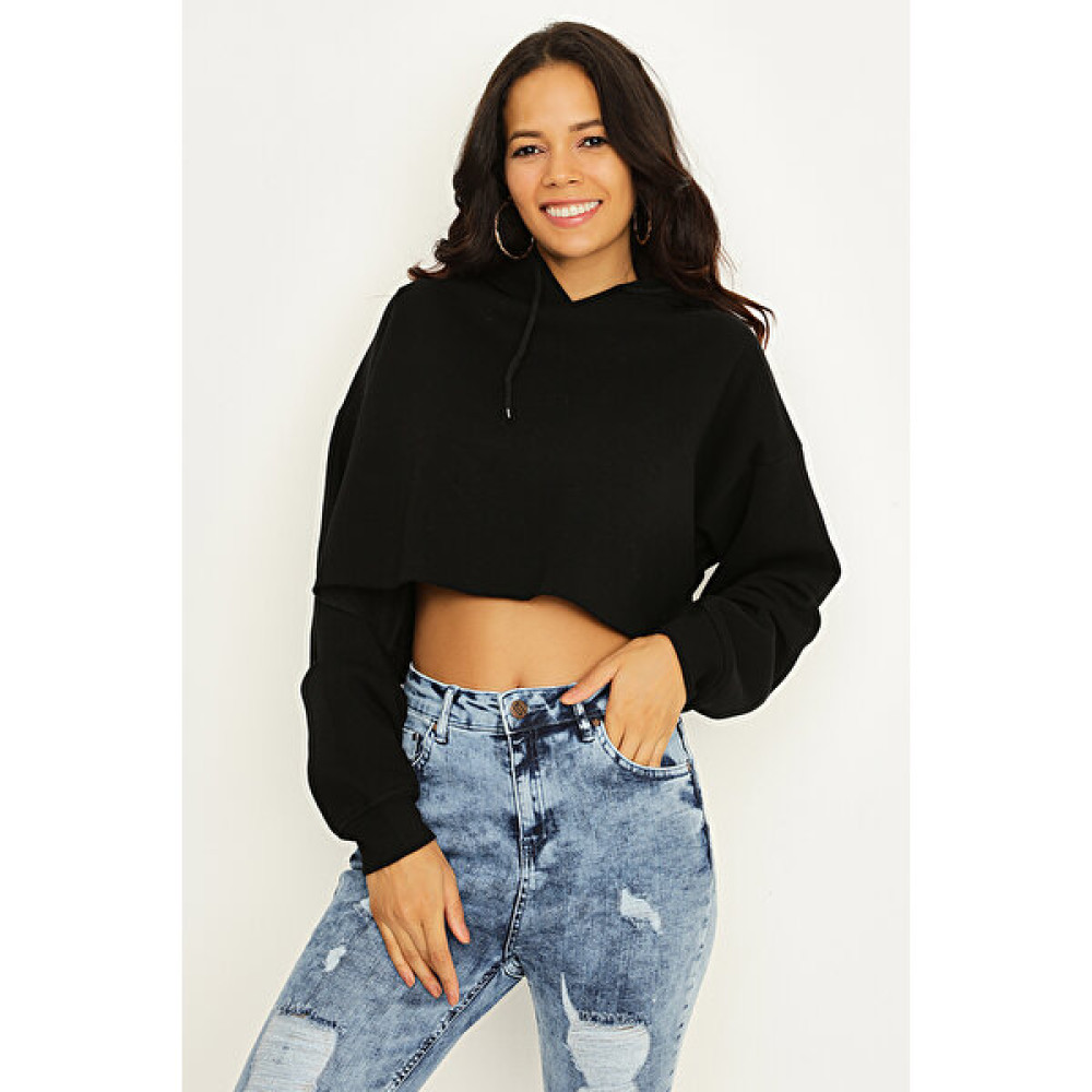 Select Moda Kadın Açık Pembe Kapüşonlu Crop Sweatshirt Bayan Sweatshirt Fiyatı