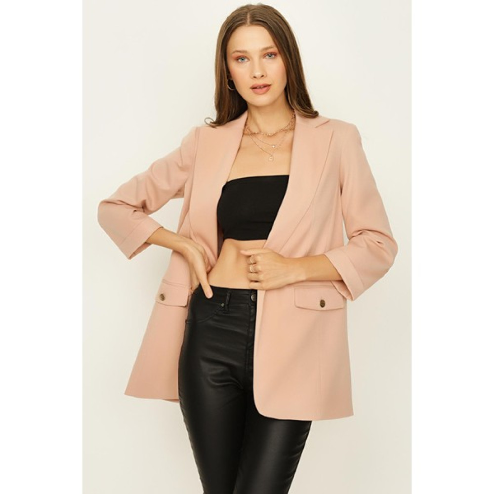 Select Moda Kadın Kruvaze Yaka Gold Düğme Detaylı Blazer Ceket Bayan Ceket Fiyatı