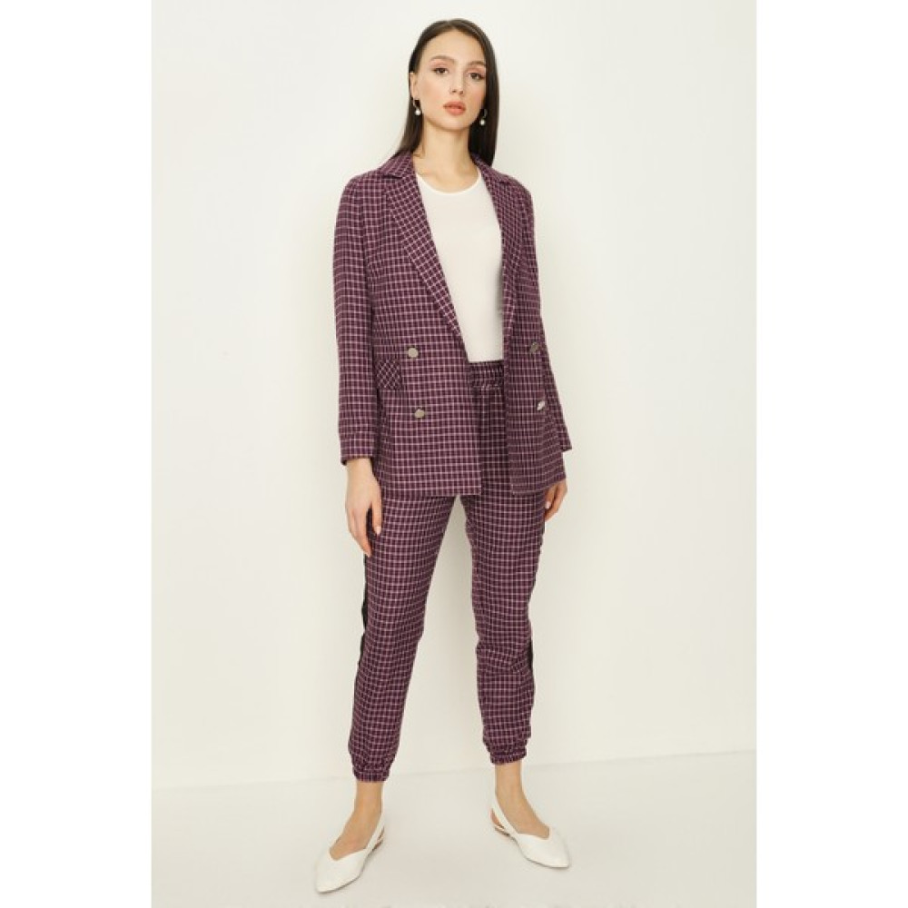 Select Moda Kadın Mor Kareli Blazer Ceket Bayan Ceket Fiyatı