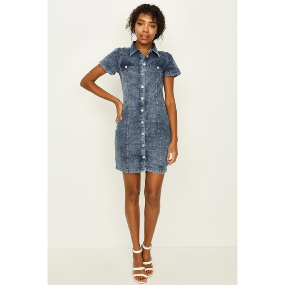 Select Moda Kadın Önden Düğmeli Denim Elbise Elbise Fiyatı